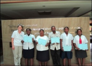 Dr. Sue Makin with recent graduates of VIA/Cryotherapy training course at Daeyang Luke Hospital, Lilongwe, Malawi